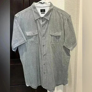7 Diamonds Men’s Classic Fit Short Sleeve Button Up Shirt- Grey-Size Large